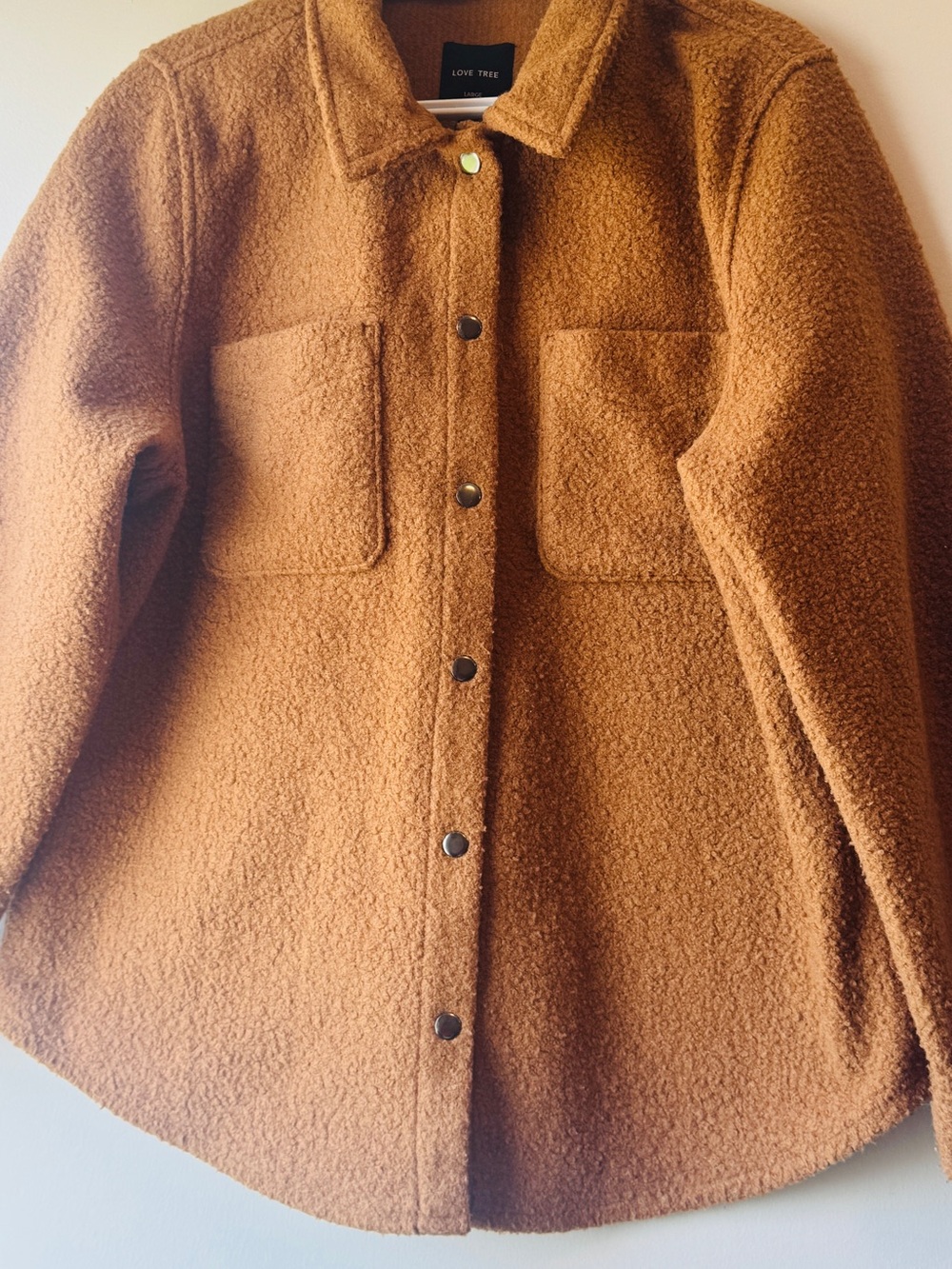 Love Tree Rust Brown Sherpa Shacket